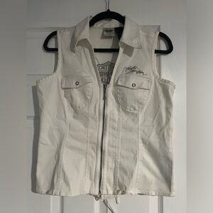 HD white denim vest